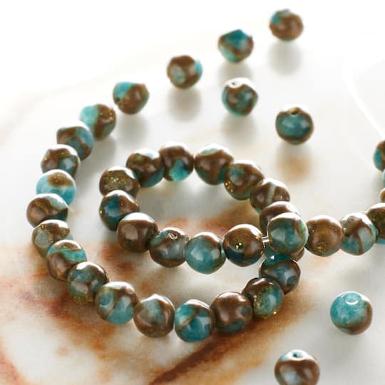 12 Pack: Light Blue Impression Jasper Round Beads, 4mm by Bead Landing®